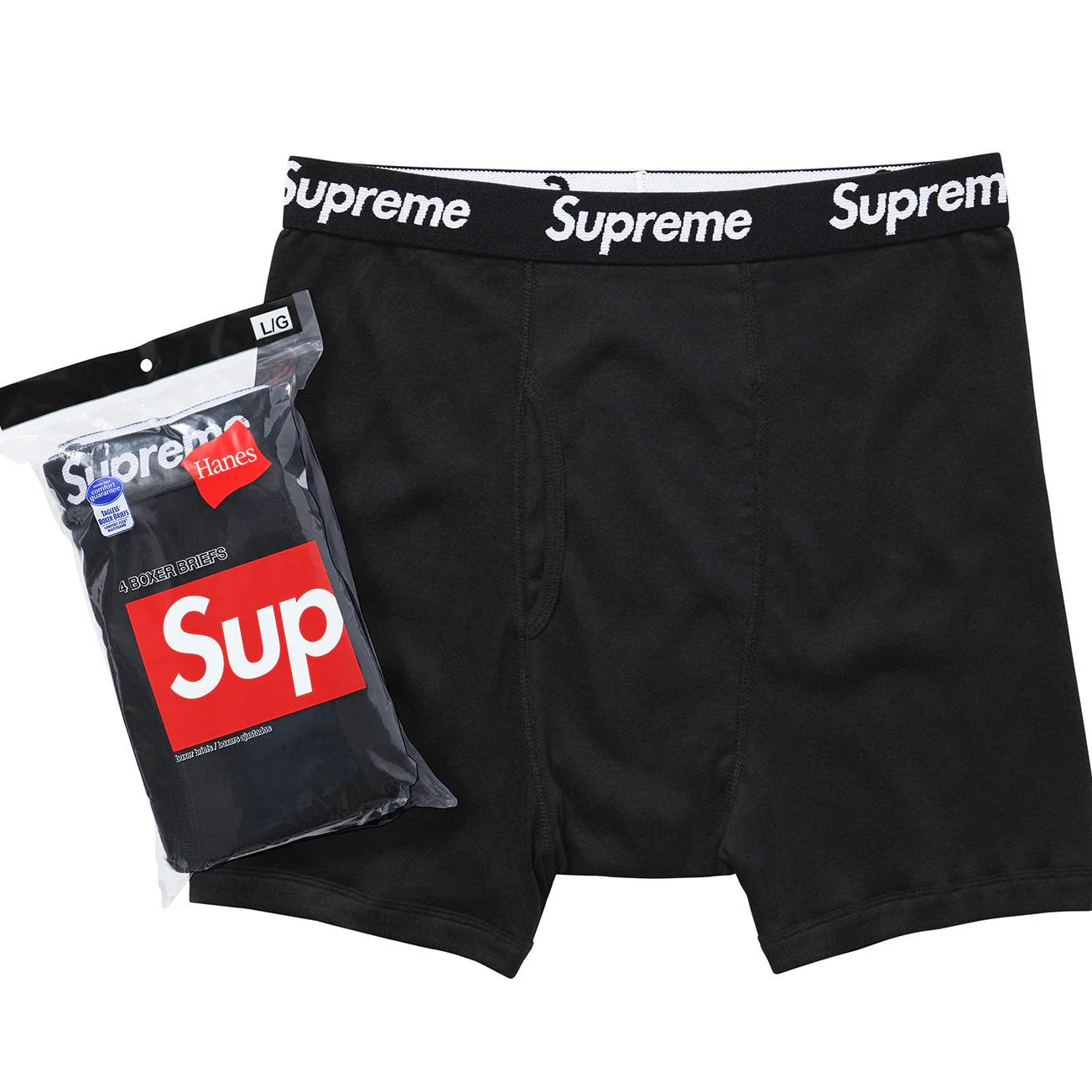 Supreme Hanes Boxer Briefs (4 Pack) Black