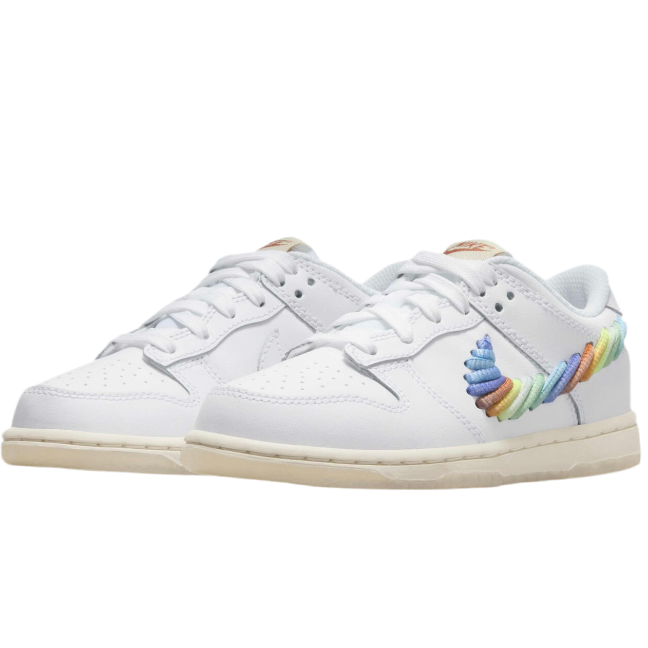 Nike Dunk Low Rainbow Lace Swoosh White(GS)