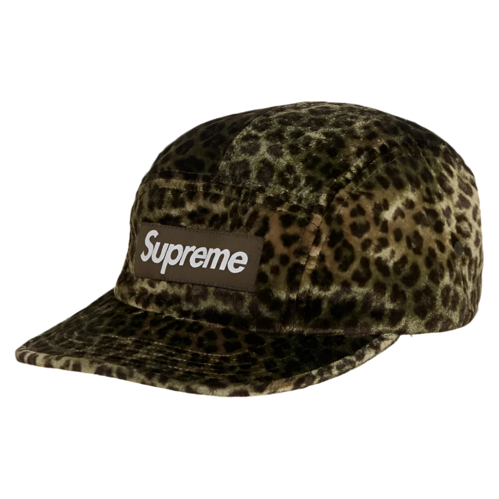 Supreme Leopard Velvet Camp Cap Olive