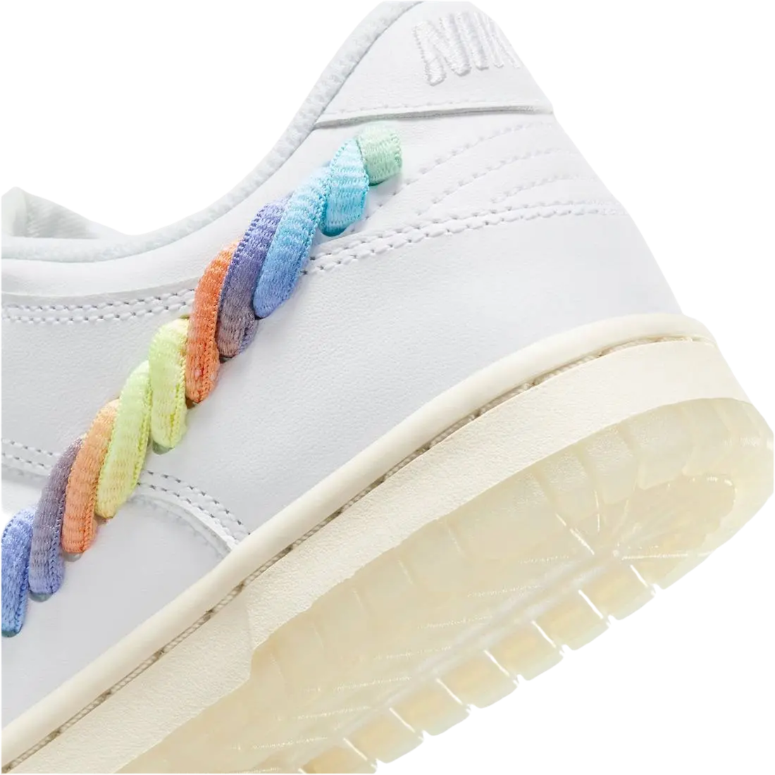 Nike Dunk Low Rainbow Lace Swoosh White(GS)