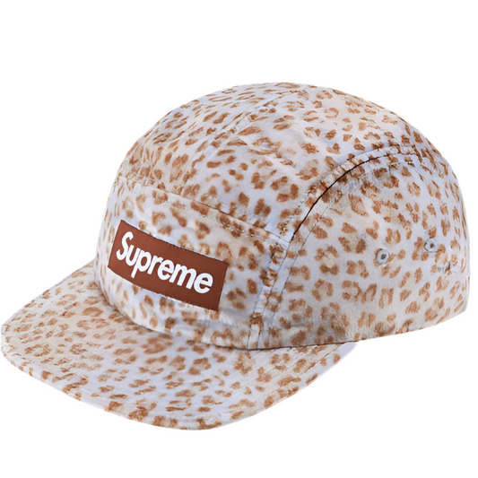Supreme Leopard Velvet Camp Cap Tan