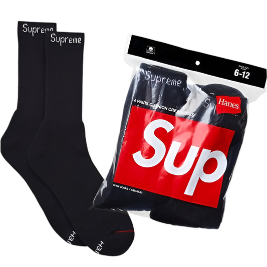 Supreme Hanes Crew Socks (4 pack) Black