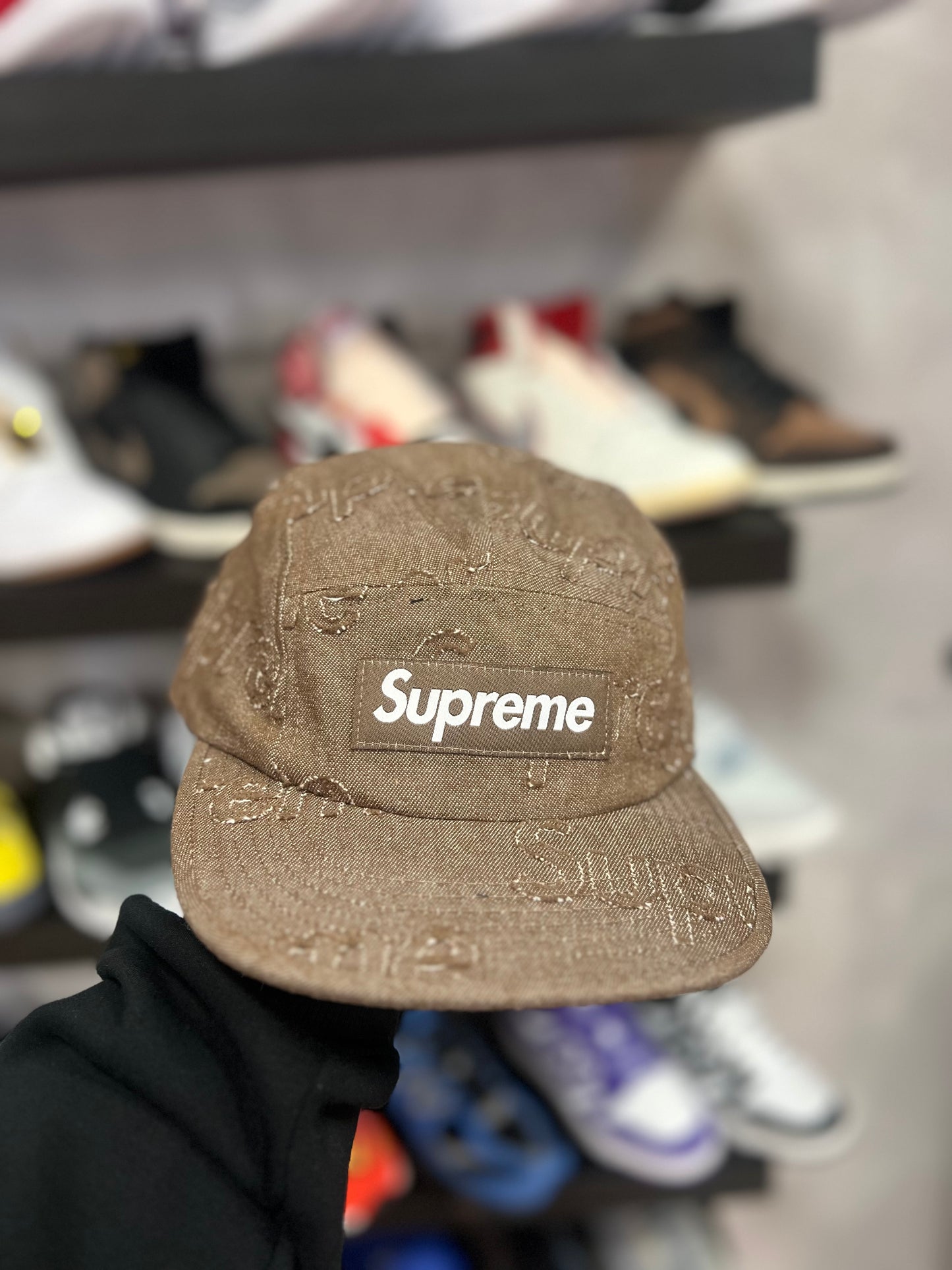 Supreme Lasered Camp Cap Brown