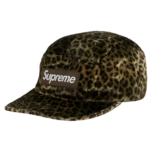 Supreme Leopard Velvet Camp Cap Olive