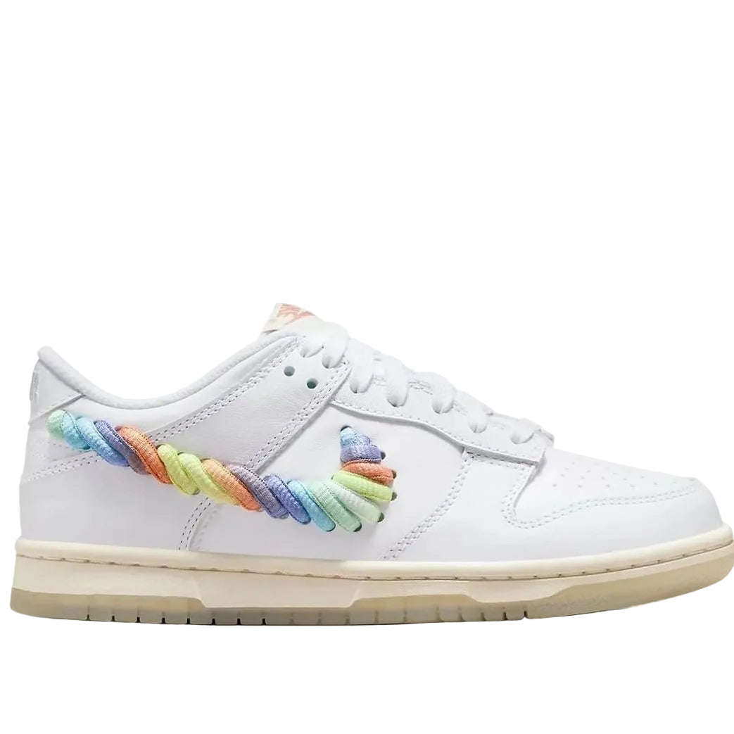 Nike Dunk Low Rainbow Lace Swoosh White(GS)