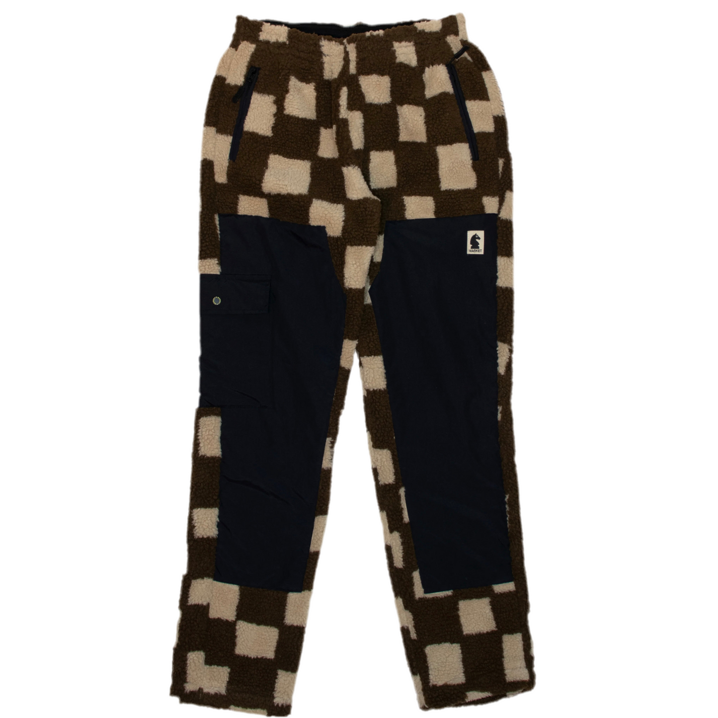 New Market Chess Club Jacquard Sherpa Pants Brown/Cream Medium and Black