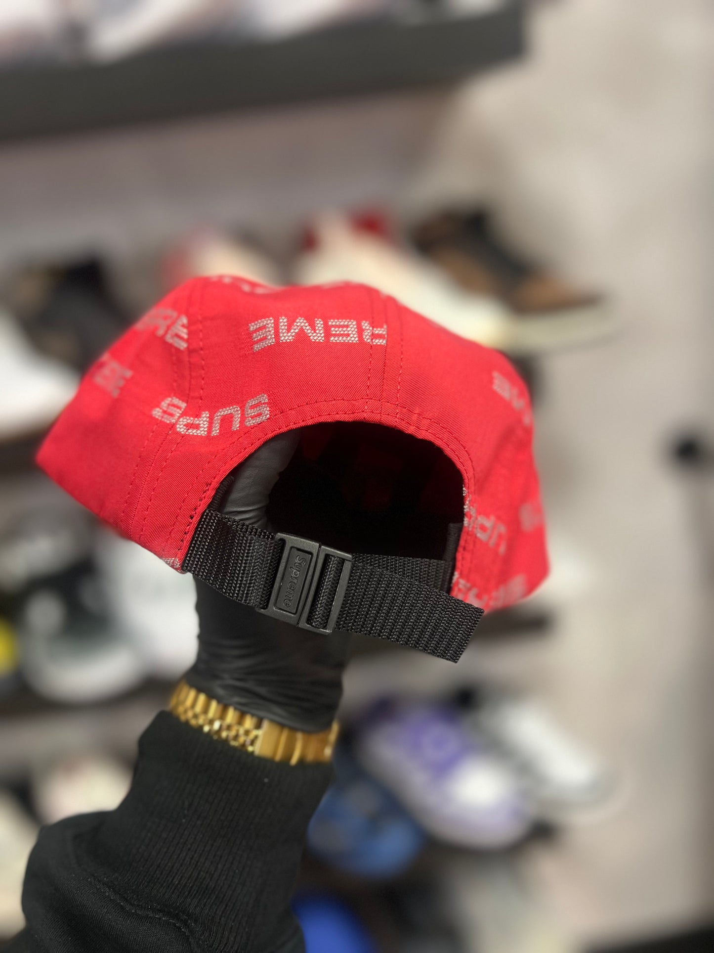 Supreme Reflective Jacquard Camp Cap Red