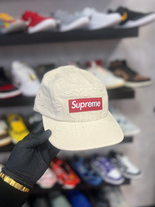 Supreme Lasered Denim Cap White