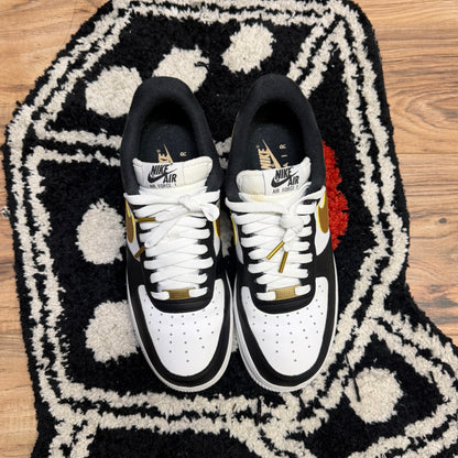 Nike Air Force 1 Low Black White Metallic Gold